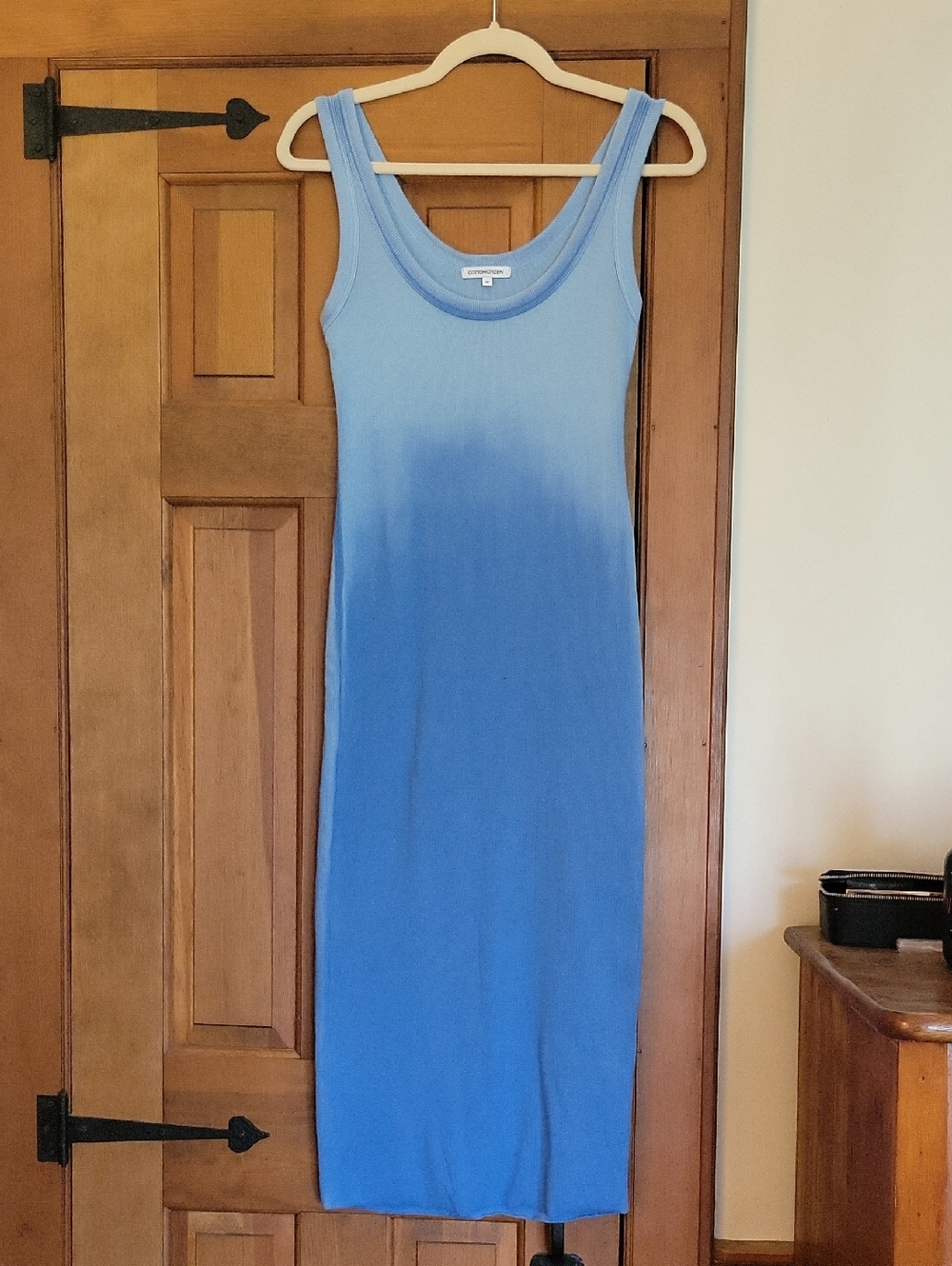 COTTON CITIZEN Sleeveless Ombre Blue Ribbed Tank Dress - Picture 2 of 7